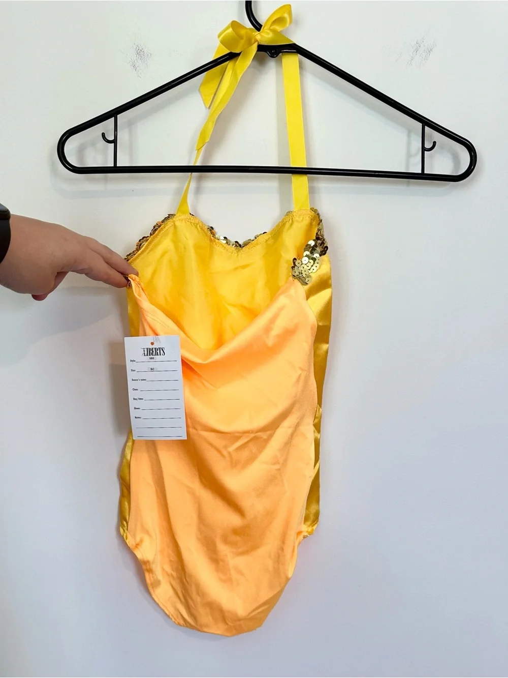 NWT Liberts Yellow Sequin Trim Girls' Leotard Dance Costume - Size: SC